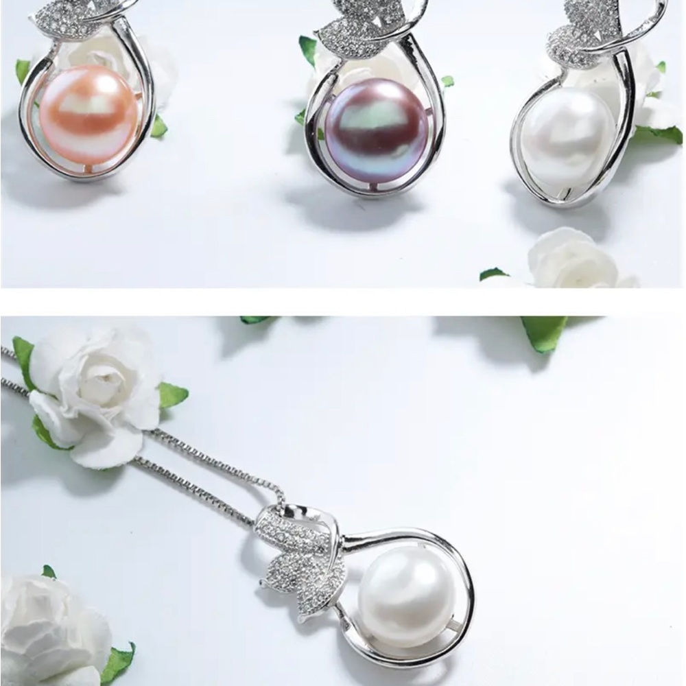 Freshwater Simulated Pearl S 925 Sterling Silver Pendant Necklace - Picture 4 of 4